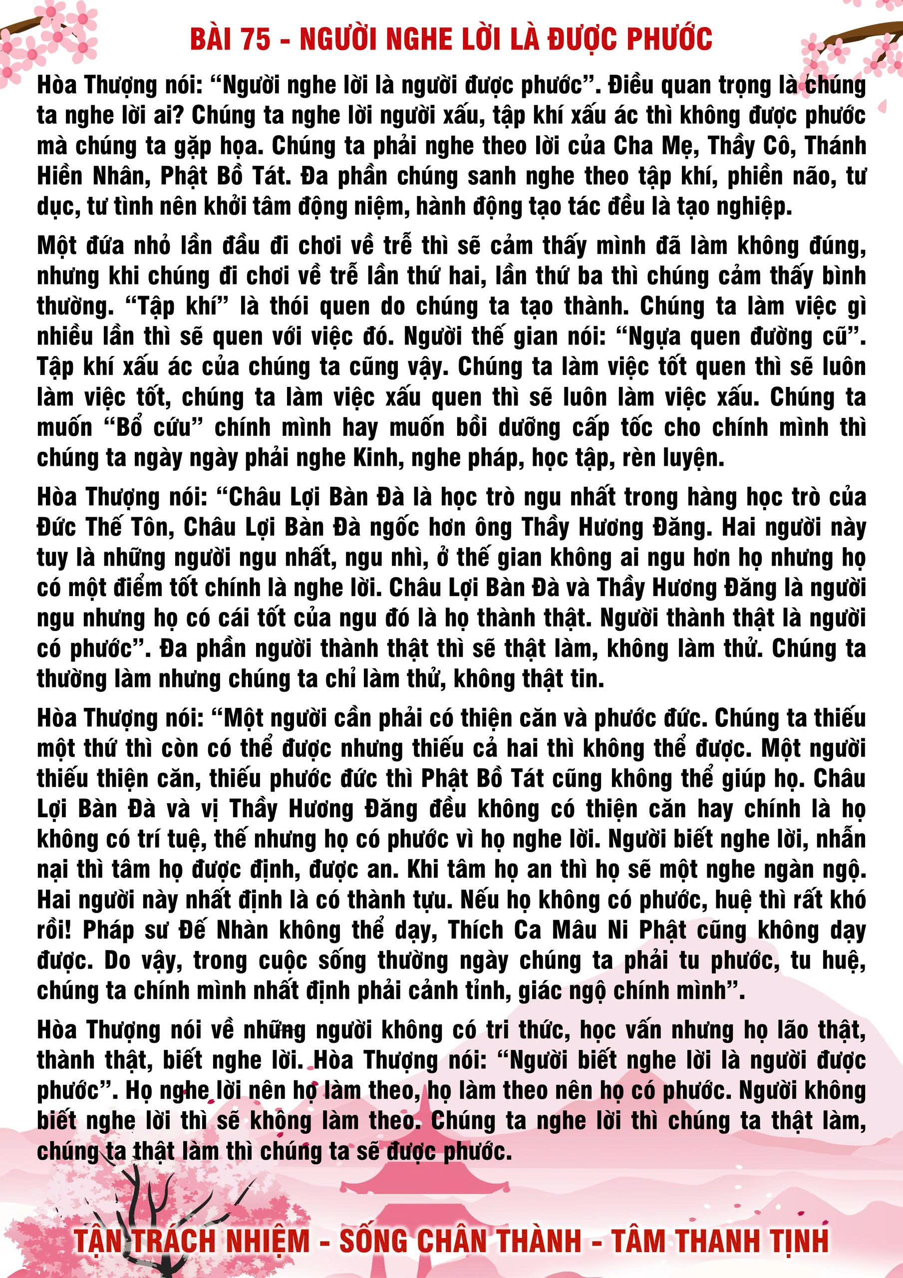 75 · PHTT - Người Nghe Lời Là Được Phước - 75